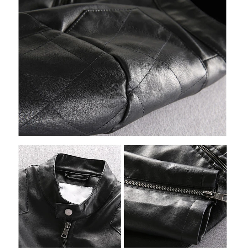 

High Street Mens Biker Leather Jackets European and American Style Autumn Winter Automotive Leather Coats Men PU Overcoats A258