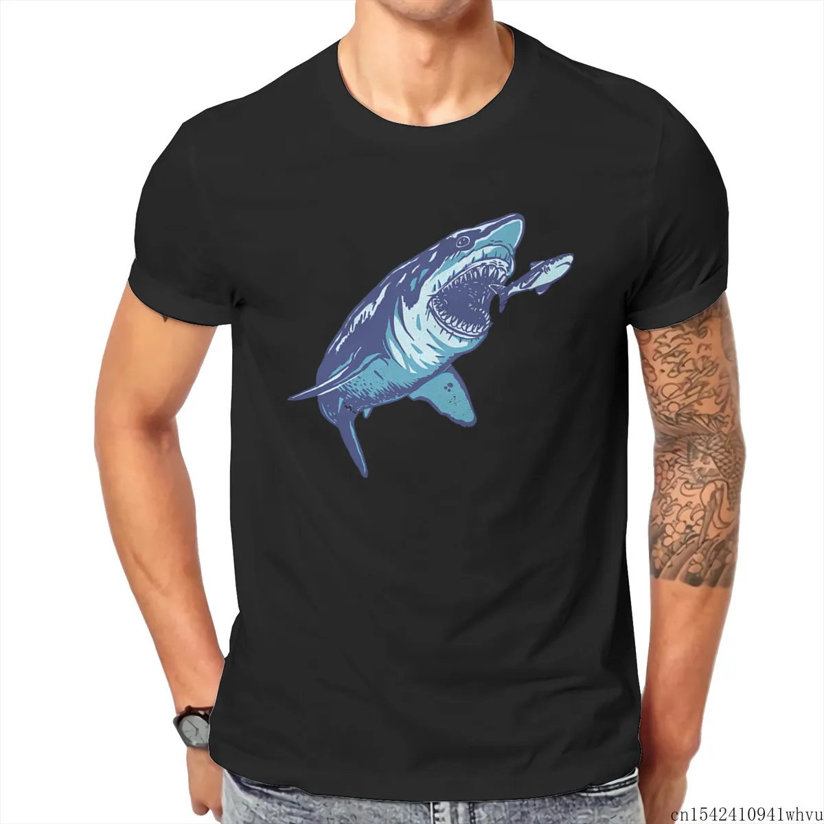 

Megalodon Attacks Regular Shark Short Sleeves Men T Shirt Unisex Summer Trend Lycra O-neck Casual Size M-5XL Oversized
