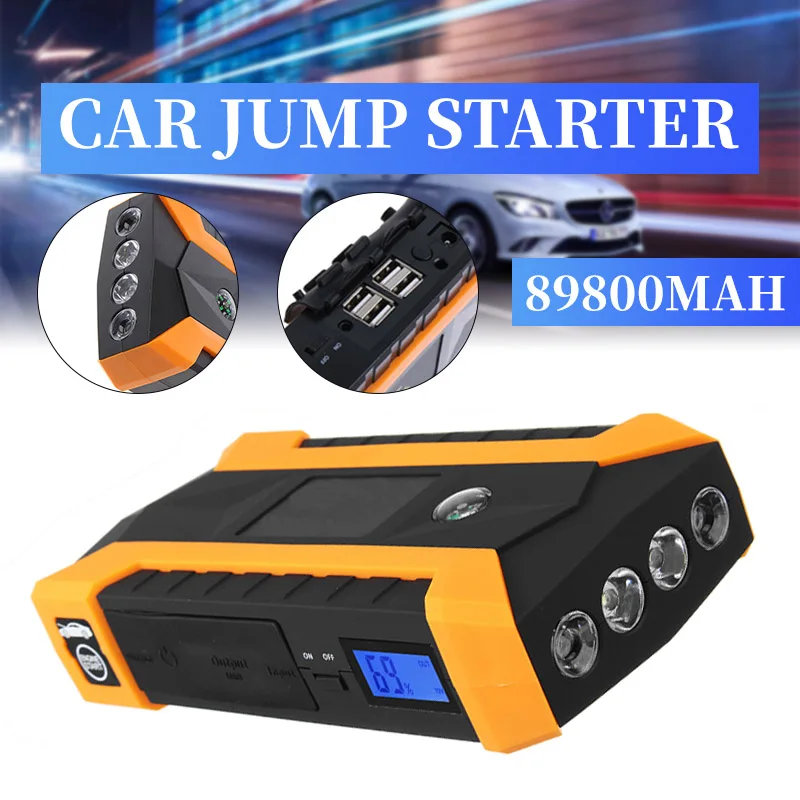 

89800mAh Car Jump Starter 12V 4USB 600A Portable Car Battery Booster Charger Booster Power Bank Starting Device Car Starter