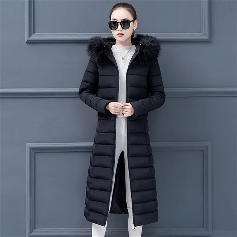 New Autumn winter Women parka Solid zipper Long sleeve Hooded Medium length Outwear Coat Jacket Thick Fashion Cotton 2019