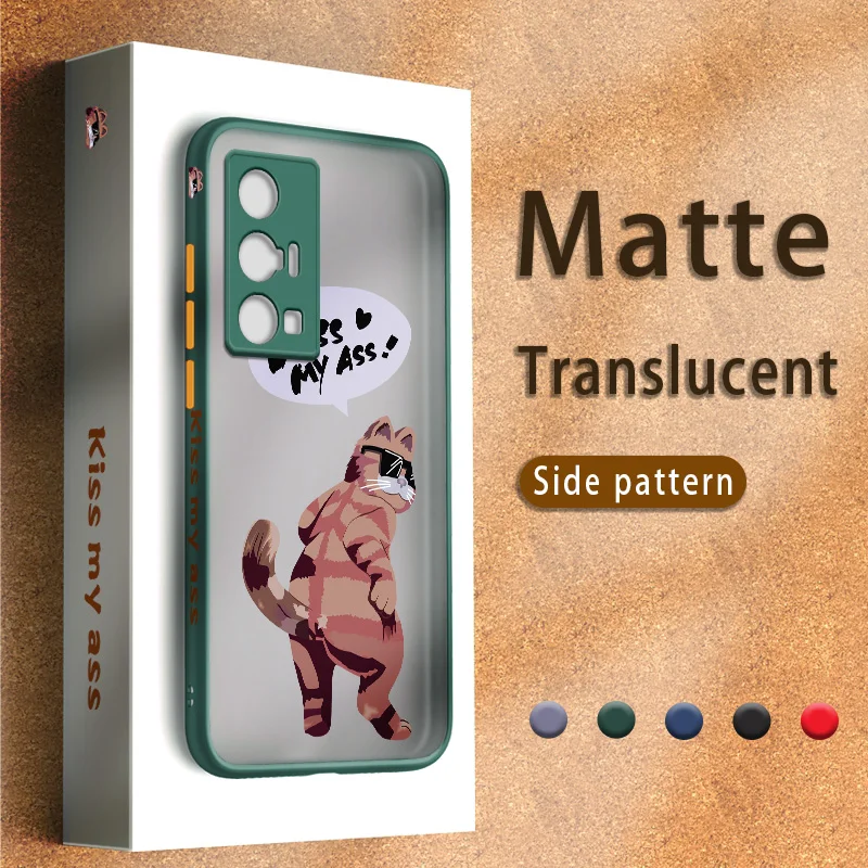

Skin Feel Spoof Cat Matte Transparent Case For VIVO X50 X51 X60 X60T X70 Pro Plus Luxury Thin Cute Cartoon Shockproof Cover