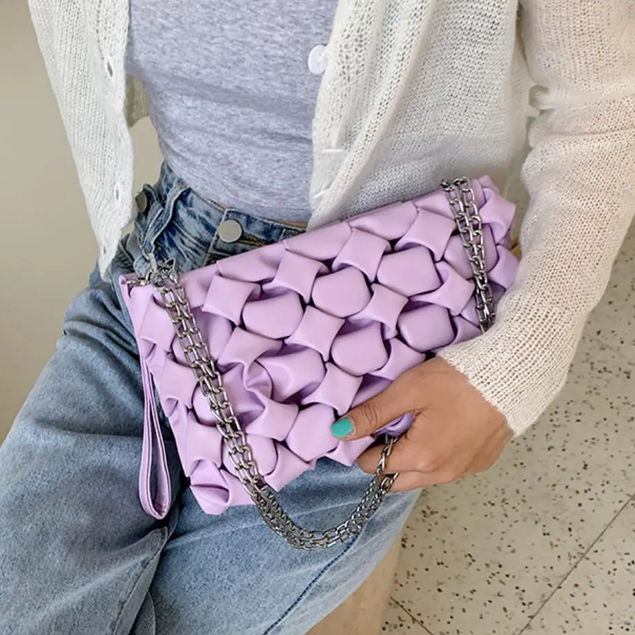 

Female Elegant Square Weave Crossbody Bag 2020 Fashion New High-quality Women's Designer Handbag Chain Shoulder Messenger Bag