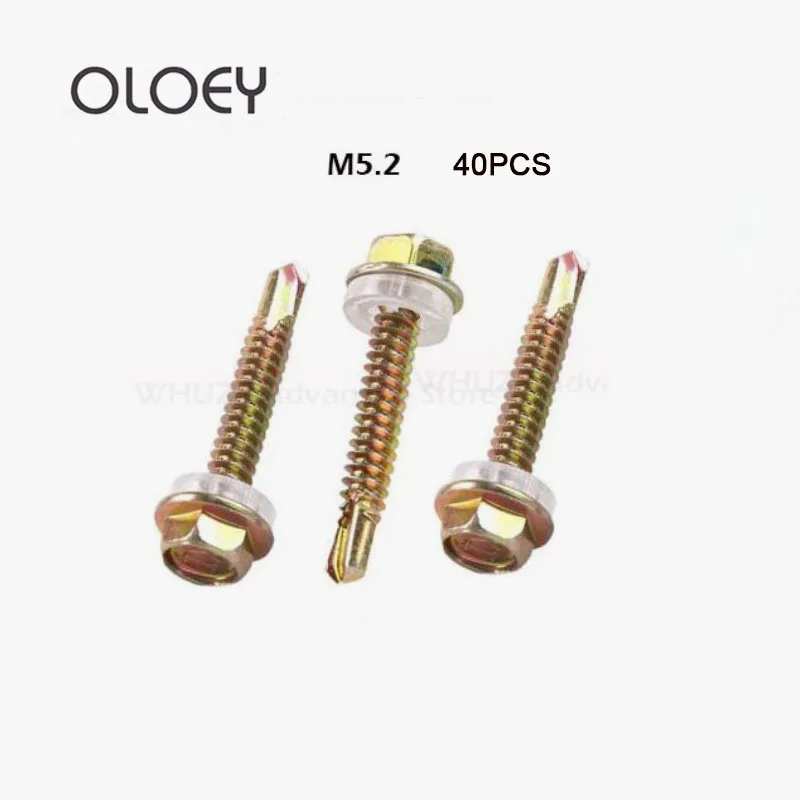 

40PCS M5.2*19/25/32-100mm Drilling Hexagonal Self Drilling Screws, Dovetail Screws Padded Blacksmith Screw