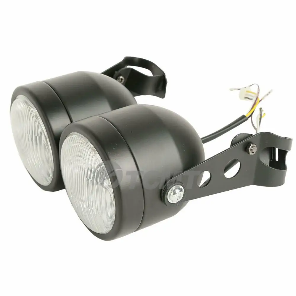 Передняя фара для мотоцикла двойная с кронштейном Harley Softail Cafe Racer спортивных