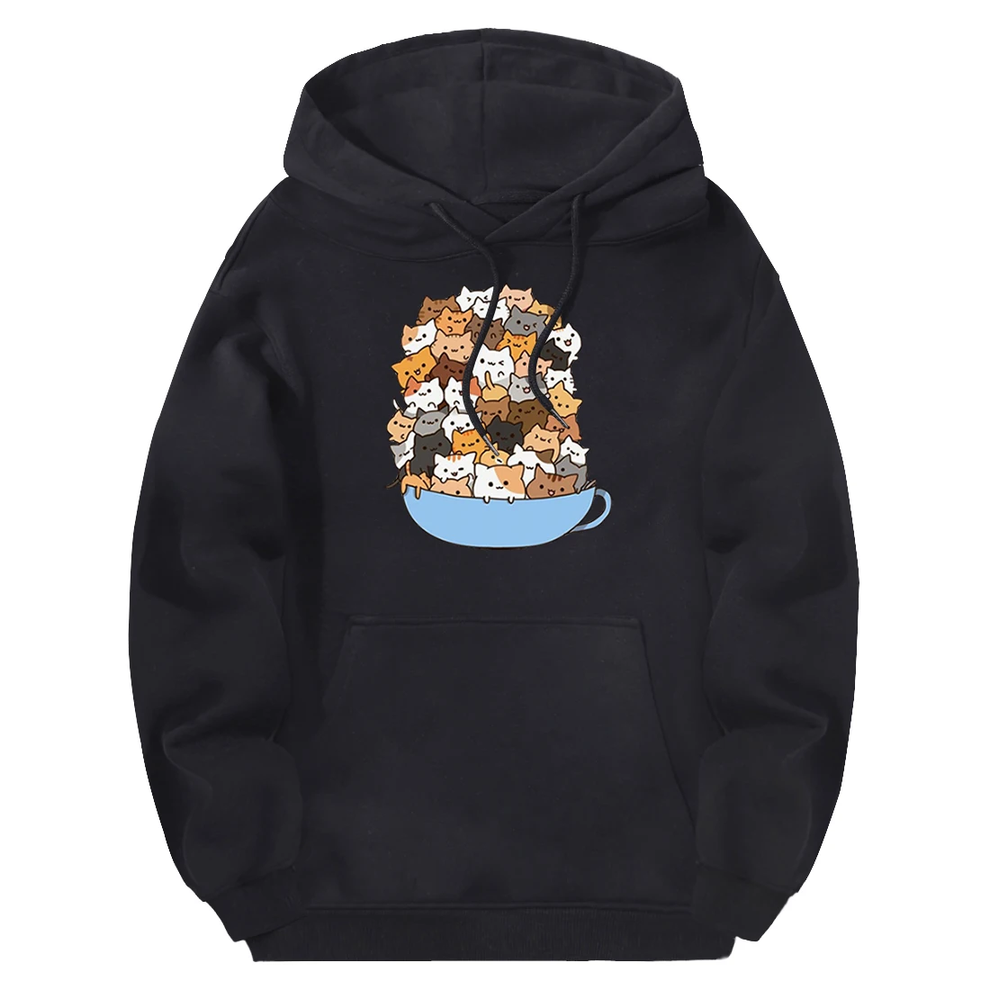 

A bowl of cats Mans Sweatshirts Hooded Streetwear Fleece Tracksuits Fashion Clothes Full Sleeve Hoodies Breathable Moletom Homme