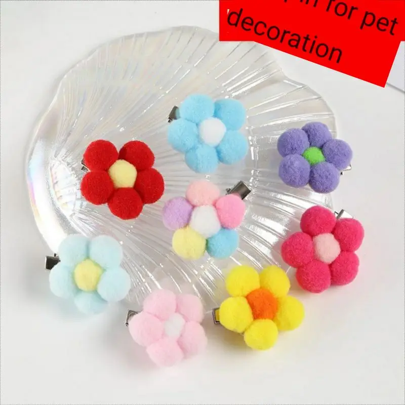 

Princess style mini cat hairpin handmade flowers plush dog supplies Christmas pet decoration Halloween hairpin