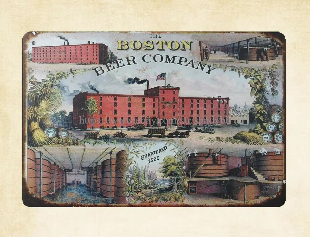 

Бостонская пивная компания, кухонный магазин, бар, металлический жестяной знак, стиль украшения