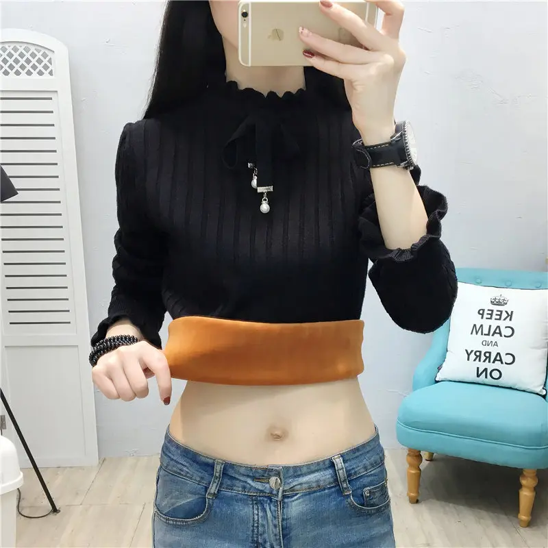 Утепленные свитера женская одежда Новинка осени и зимы 2021 Модная вязаная нижняя