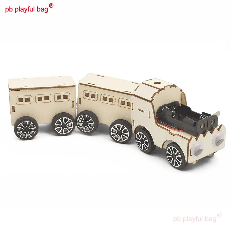 

PB Playful Bag Steam education science diy electric train wooden assemble building block Children's Toys Creative gift UG74