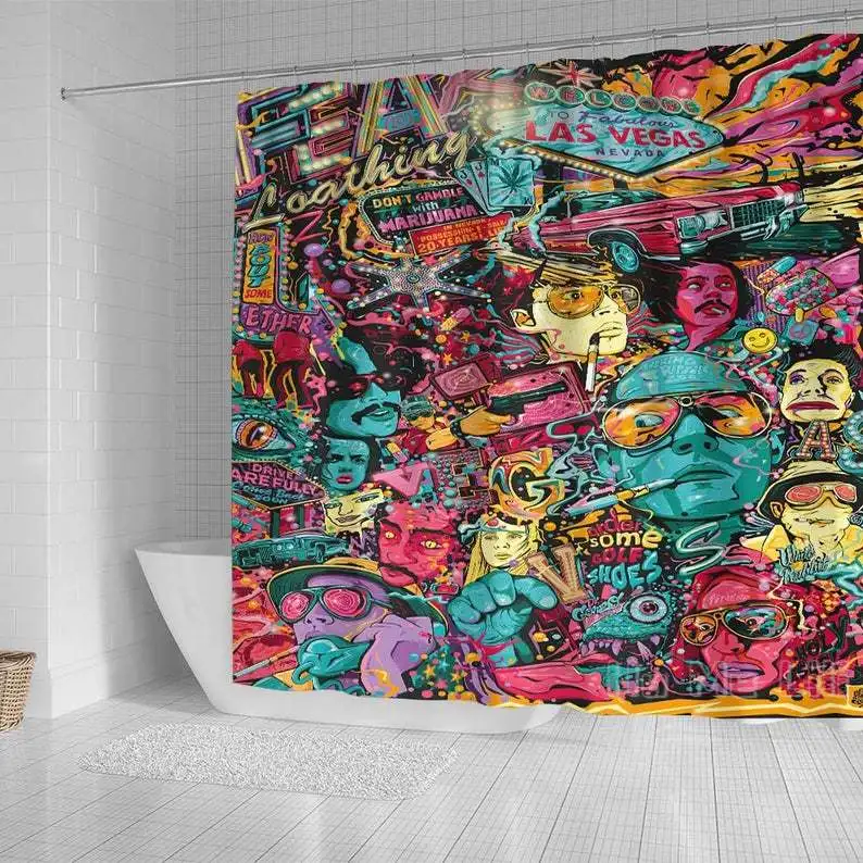 

Fear Loathing Lasvegas Shower Curtain Decor Waterproof Bathroom Decorations