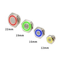 121619222530mm mirco switch short strock stainless steel momentary self reset waterproof metal push button switch led light