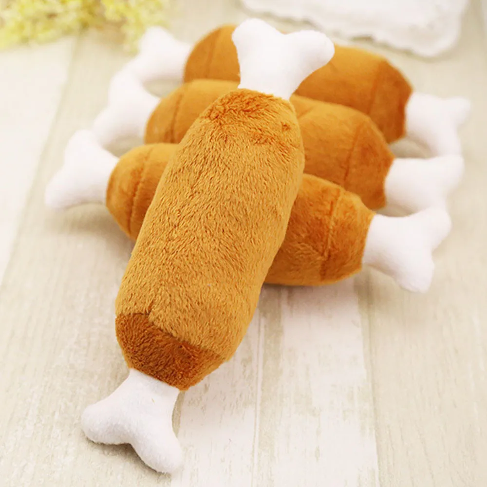

Dog Toys 1pc Pet Dog Cat Chicken Legs Plush Toys Interactive Sound Toys