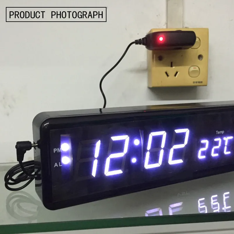 

Digital Wall Clock Big LED Time Calendar Temperature Humidity Display Desk Table Clocks Electronic LED Wall Watch Decor EU Plug