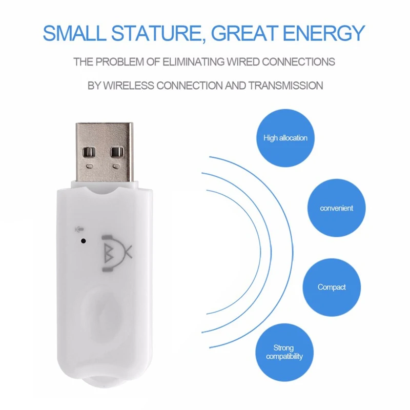 D Binful Professional USB Bluetooth Stereo Audio Music Wireless Receiver Adapter for Car Home Speaker Support Handsfree Function |