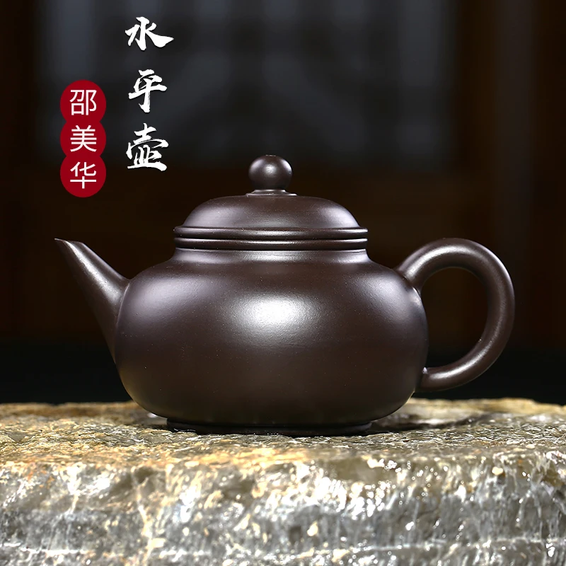 

★teapot pure handmade raw ore black mud horizontal teapot Shao Meihua teapot purple clay teapot brewing Teapot Tea Set