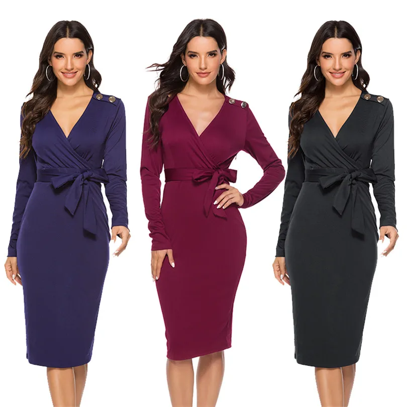 Осень и зима новый стандартный код модные сексуальные платья с длинным рукавом