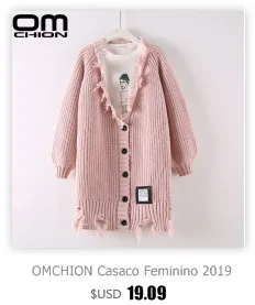 OMCHION Casaco Feminino осенний кардиган с v-образным вырезом и карманами, Женский Повседневный корейский вязаный свитер, пальто, теплый свободный джемпер LP182