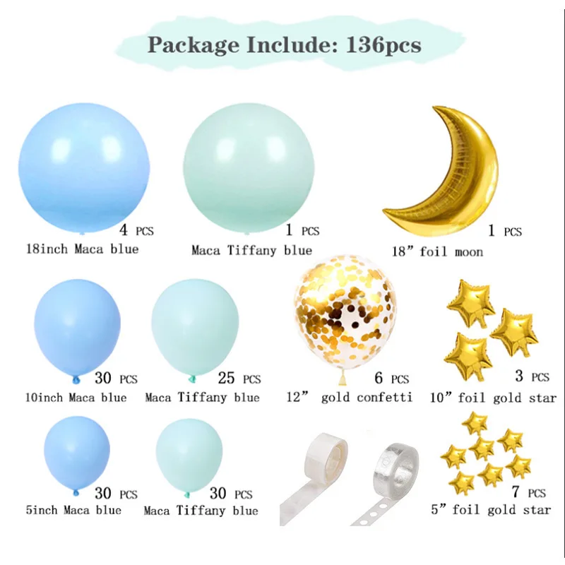 

Blue Theme Birthday Party Atmosphere Layout Latex Balloon Chain Set Wedding Background Decoration Supplies Balloon Combination