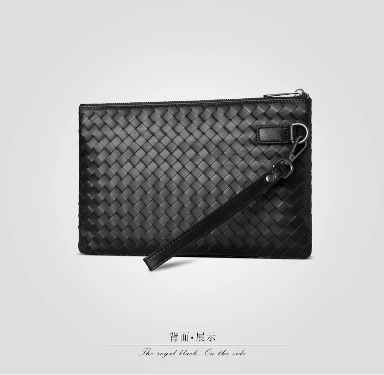 

New head leather woven hand bag, leather envelope bag, large capacity hand bag, business soft leather hand bag