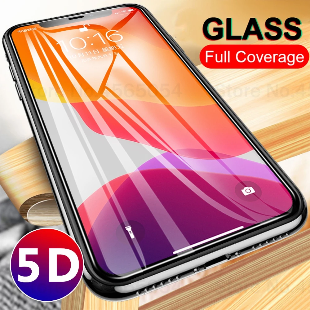 Закаленное стекло 5D для iPhone 11 pro X XS Max XR Защитное экрана max с полным