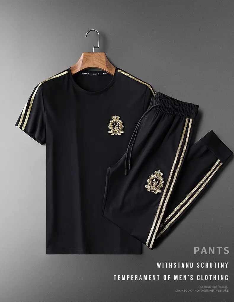 

Fashion new sports suit men's summer short-sleeved thin casual sweatpants