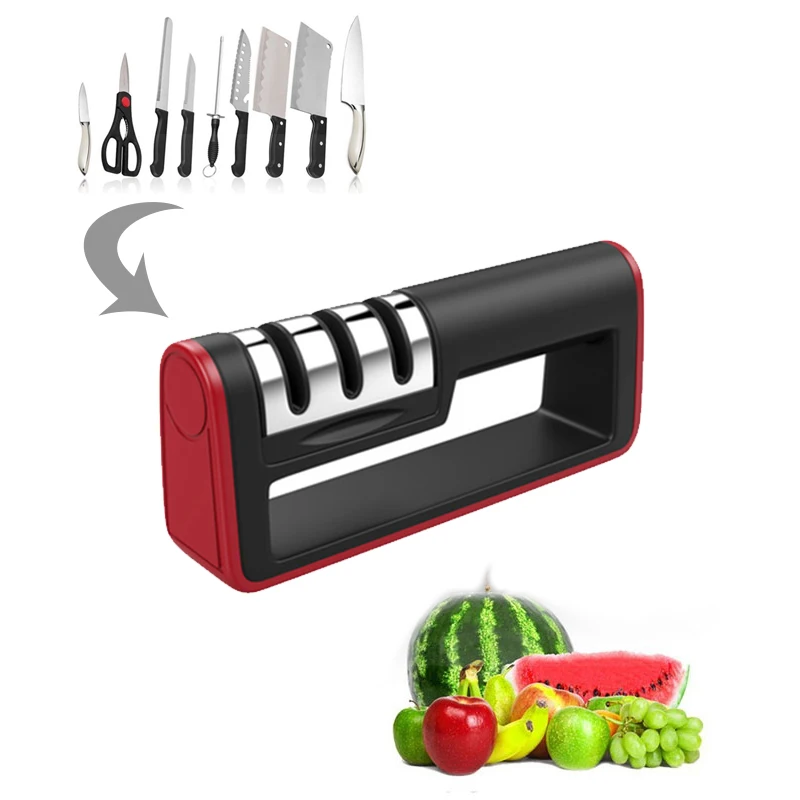 Трехступенчатая Алмазная Керамическая точилка для кухонных ножей Заточка камня