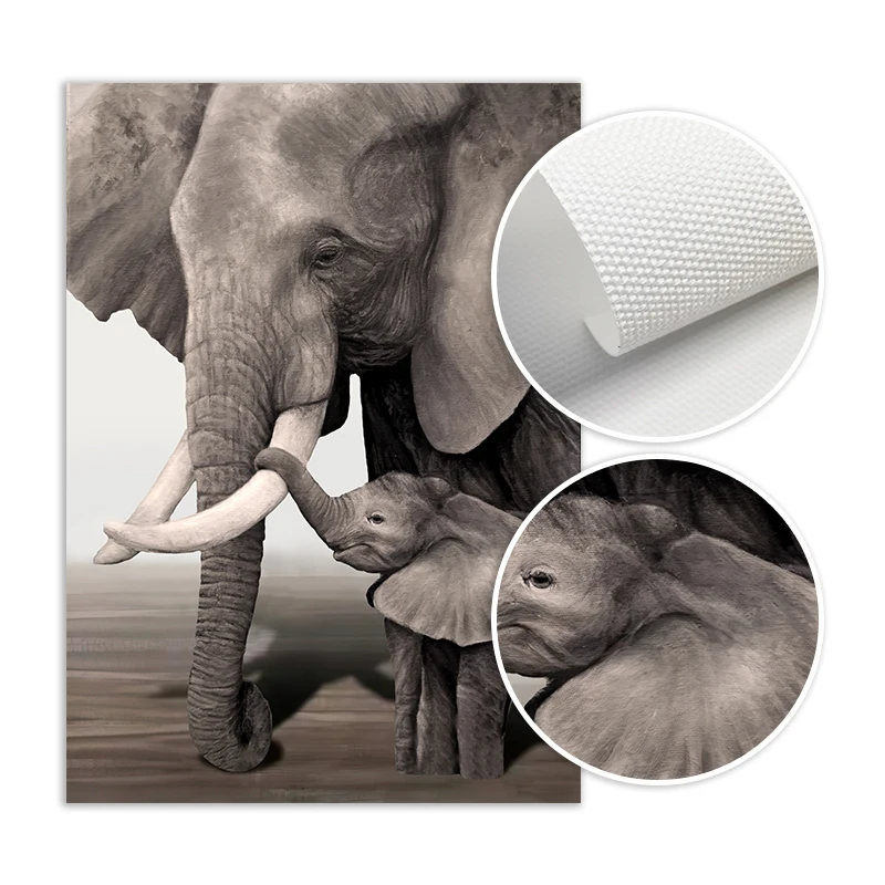 

Retro Elephant baby Elephant Animal Entrance Prints & Poster Black and White Canvas Art Wall Decorative Picture for Living Room