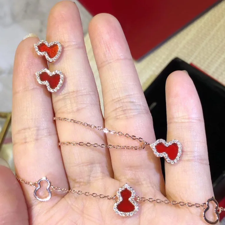 Роскошные серьги из серебра S925 пробы с красным опалом и тыквой милые мини белого