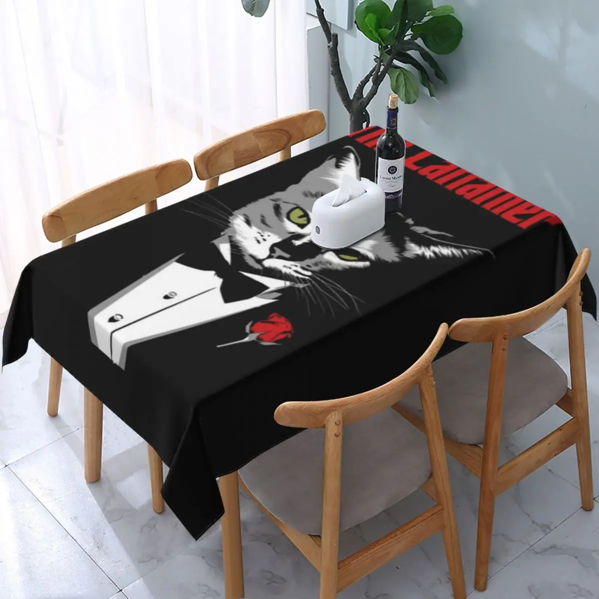 Скатерть с изображением кошки и отца водонепроницаемая домашнее украшение