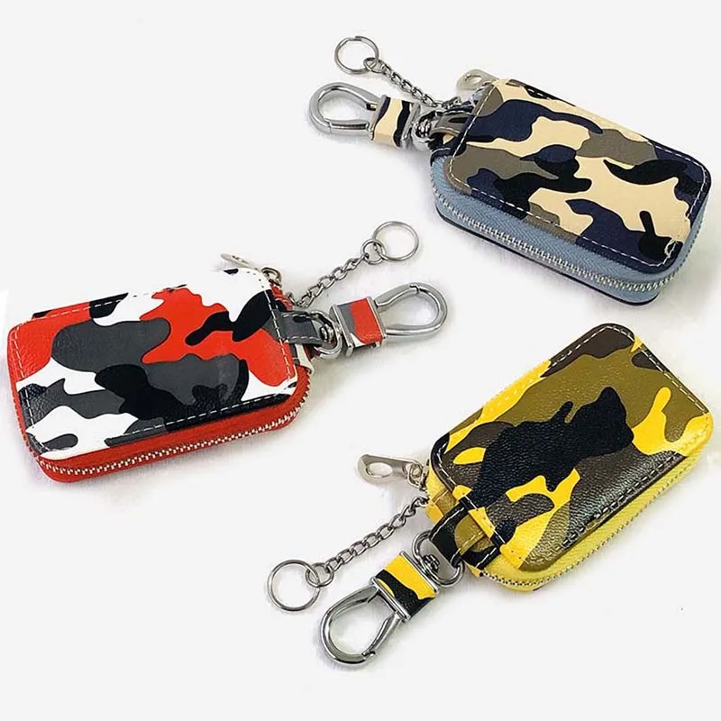 

New Fashion Camouflage Key Bag for Women PU Leather Key Wallets Housekeepers Car Key Holder Case New Leather Keychain Pouch