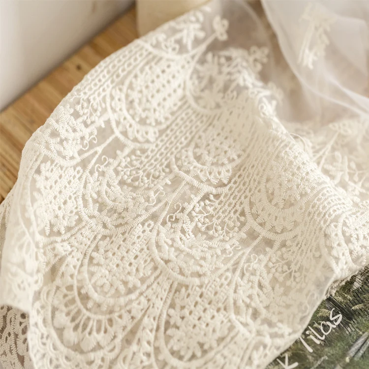 135 см в ширину 1 м/лот белого цвета тонкая мягкая органза вышивка кружевная ткань