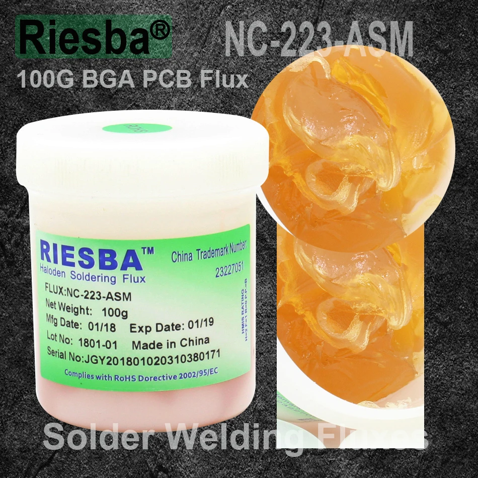 

Флюсовая паста RIESBA NC-223-ASM 100g BGA PCB, не требующая очистки паяльная паста SMD, флюсовая паста