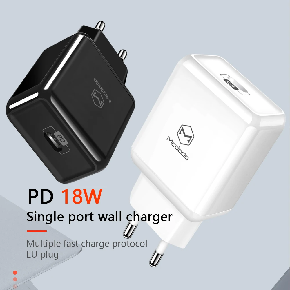 Сетевое зарядное устройство Mcdodo с USB Type C и поддержкой быстрой зарядки 18