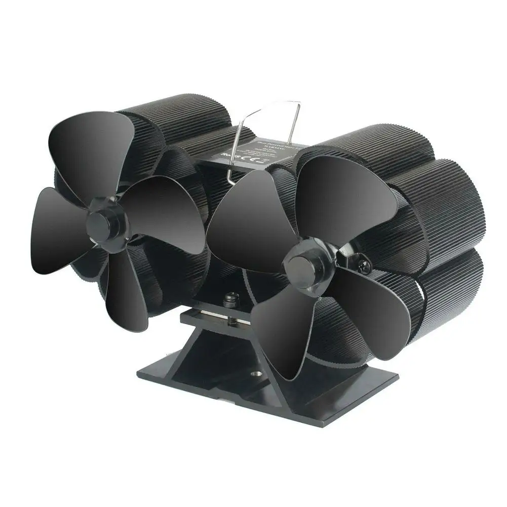 

8 Blade Stove Fan Dual Head Heat Powered Wood Stove Fan Mini Fireplace Fan Stove Top Fans For Wood Burner Burning And Log Bu