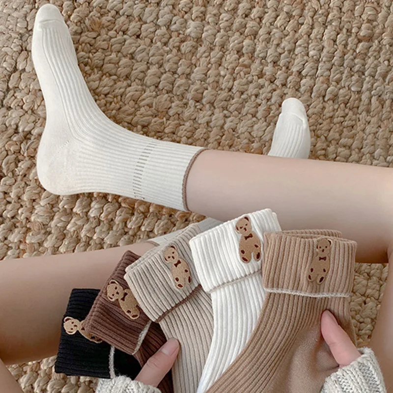 

Cartoon cute socks animal print bear calzini sport japanese fashion kawaii women cotton calcetines designer meia harajuku sokken
