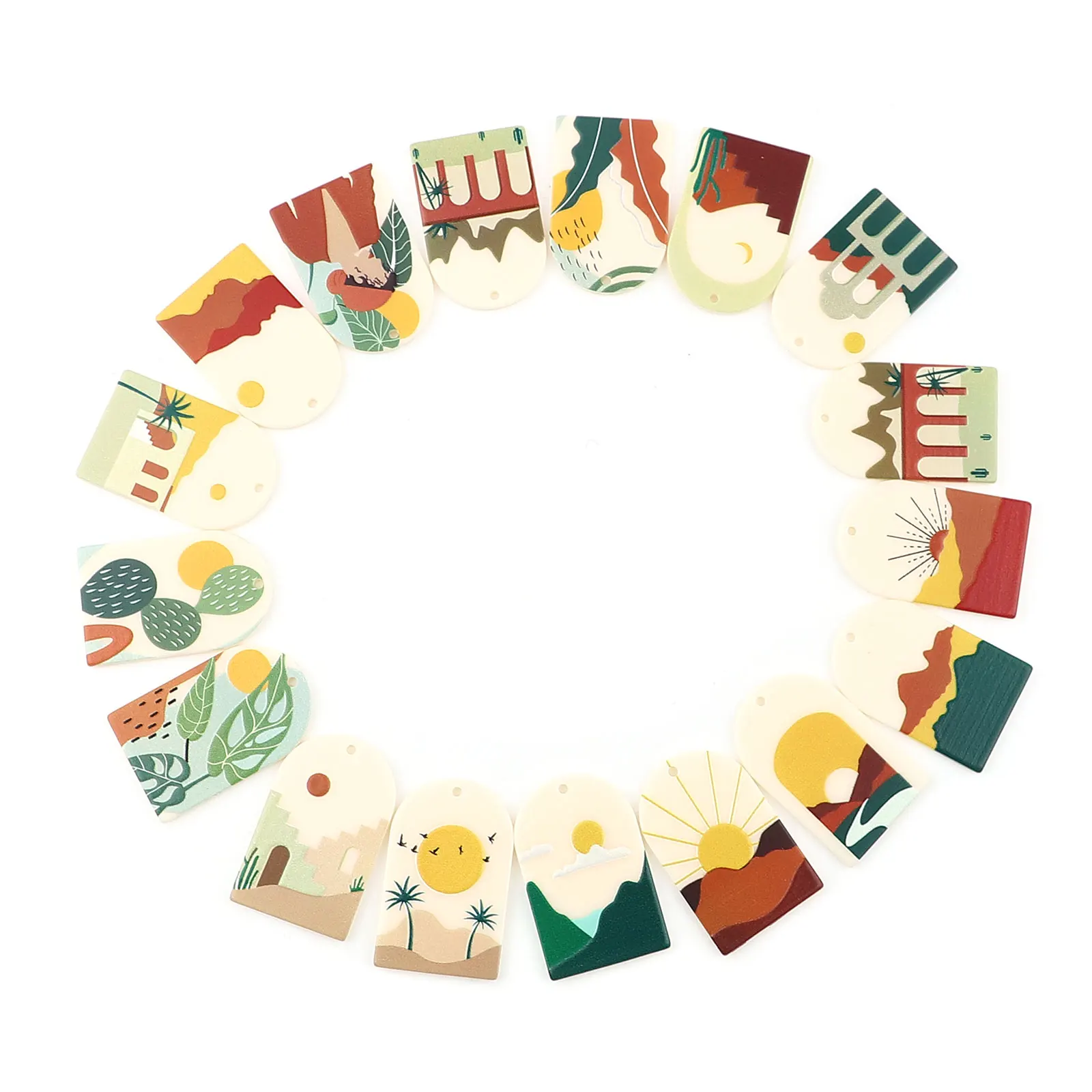 

5pcs Creative Arched Resin Charms Natural Scenery Green Pattern Pendants for Jewelry Making DIY Bracelet Necklace 40mm x 26mm