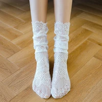 sexy womens socks lace hollowed out princess socks lace transparent socks korean version hollow princess socks pile socks