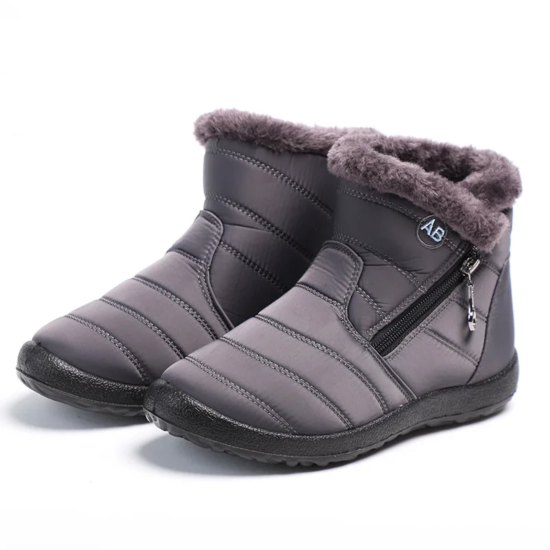 

36-43 Plus Size Outside Hiking Water Proof Women's Snow Wearable Light Boots for Women Zip Furry Warm Ankle Boots Unisex Winter