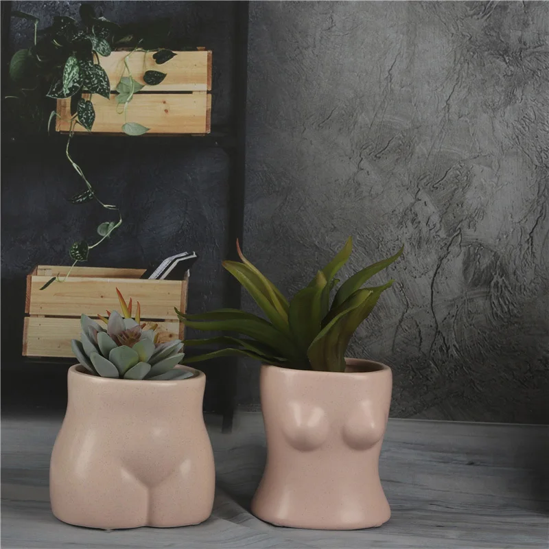 Mini Body Art Design Vase Flower Pot Kardashian Sexy Ceramics Creative Chest Bust Statue Planting Home Decoration Desk Decor | Дом и сад