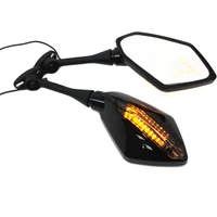 universal motorcycle rear view side wing mirrors w led turn signal light for kawasaki zx6rzx636zx6rr zx10r zx12r er6f z750s