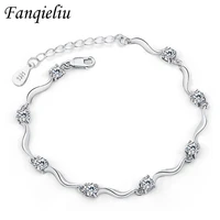 fanqieliu real 925 sterling silver bracelet for women crystal twisted extend chain bangles girls gift fql20344