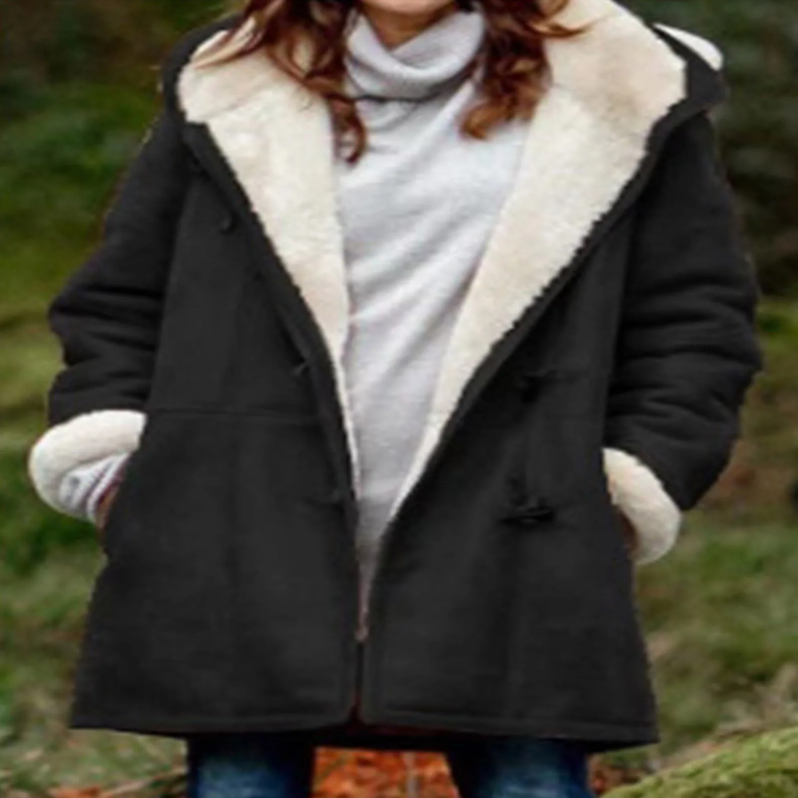 

Women's Winter Warm Coats Lightweight Hooded Thicken Long Jackets with Horn Button HSJ88
