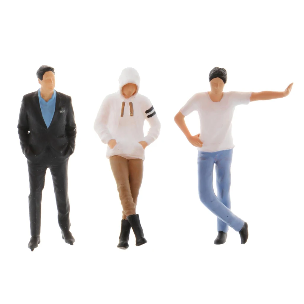 

3x 1/64 Hand Painted Mini Tiny People Street Building Layout Scenario Toy