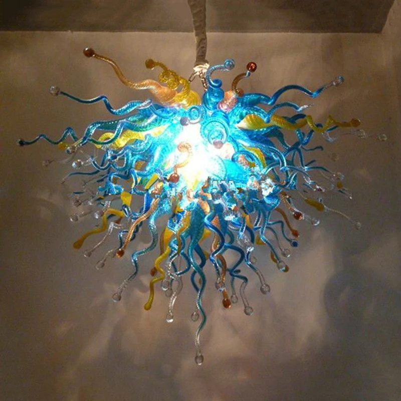 

Free Shipping UL/CE LED Bulb Aqua Blue Glass Chandelier Lighting Decoration for Lobby Hotel