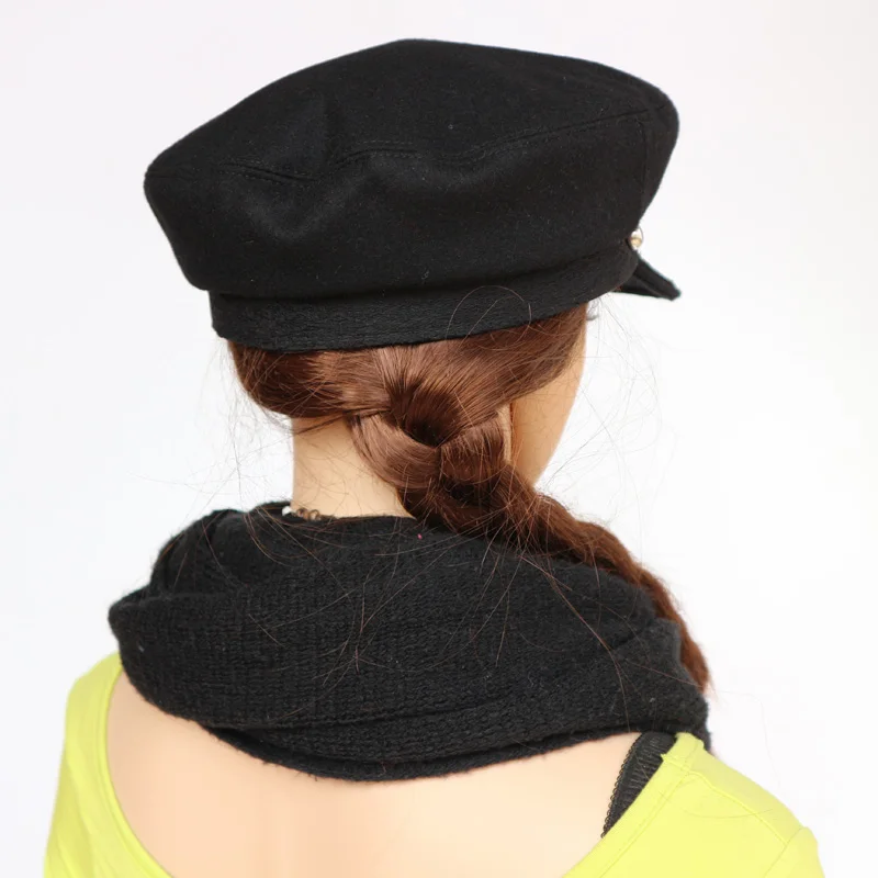 Женская шерстяная военная шапка с подкладкой из полиэстера весенне осенняя