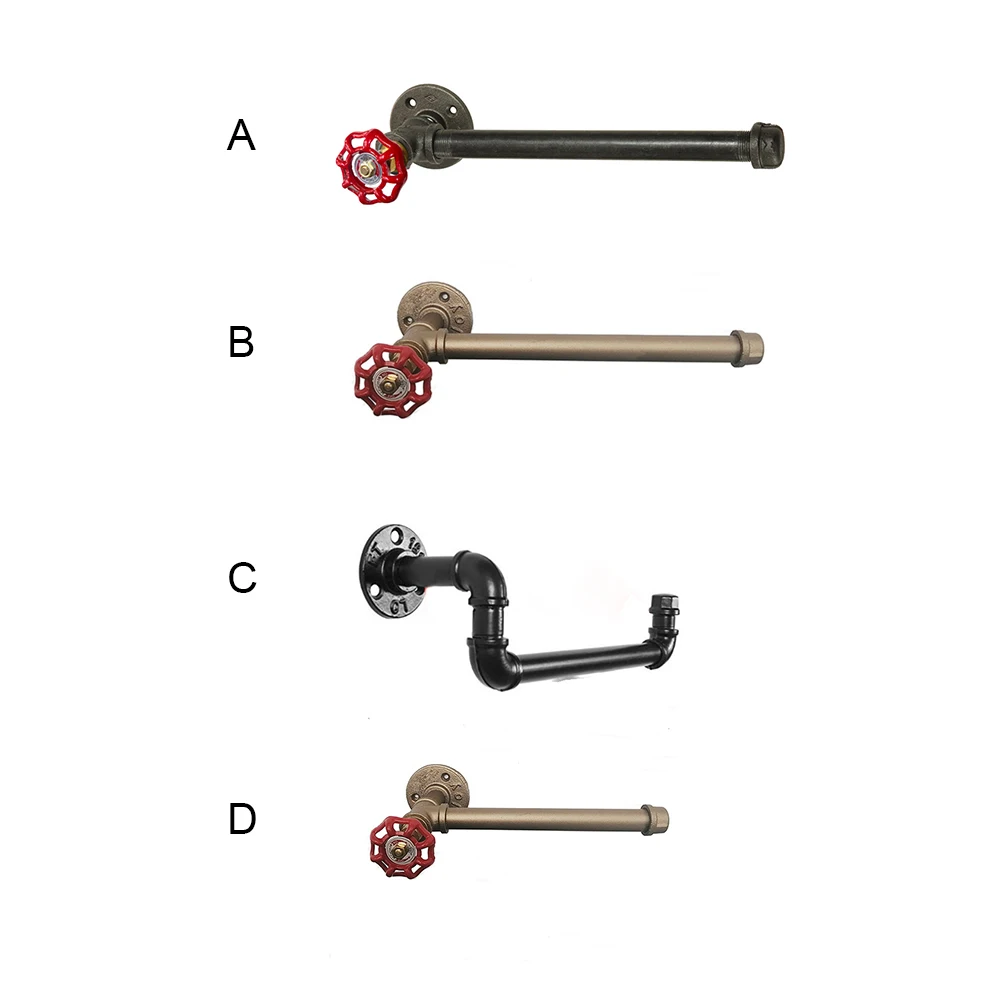 

Wall Mounted Industrial Iron Pipe Home Rustic Washroom Heavy Duty Paper Holder Bathroom Toilet Easy Install With Screws Kitchen