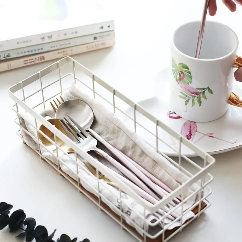 Модная ретро корзина для хранения из кованого железа книг косметики одежды