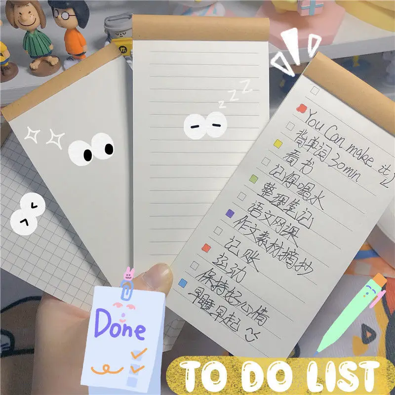 

Kawaii Memo Pads Cute Planner Notepad N Times Posted It Stickers School Office Supply Blank lined Grid Journal Notes