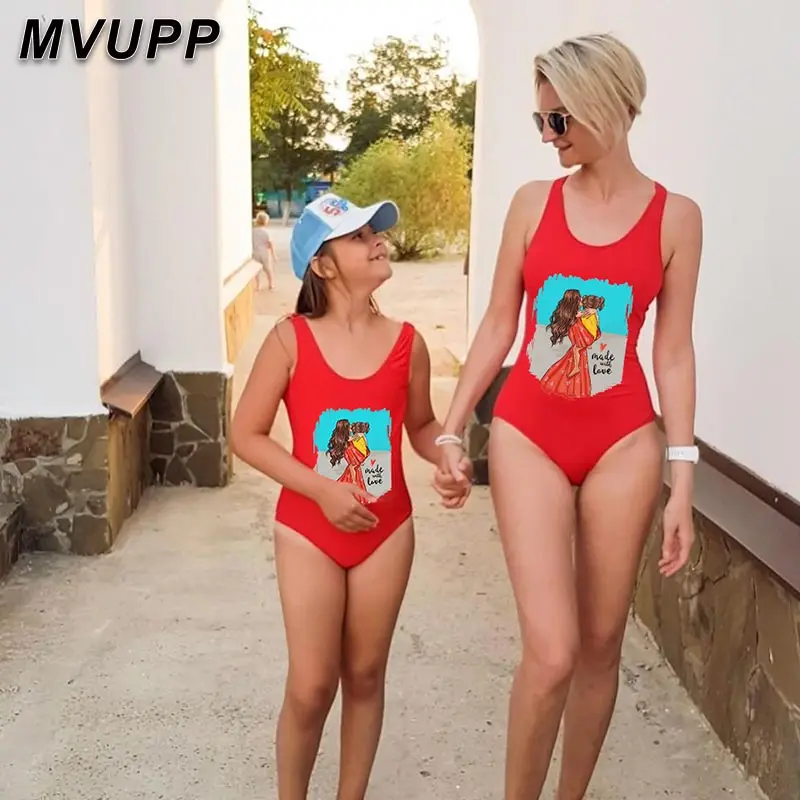 Для мамы и маленькой девочки купальник детские купальники Женский комплект