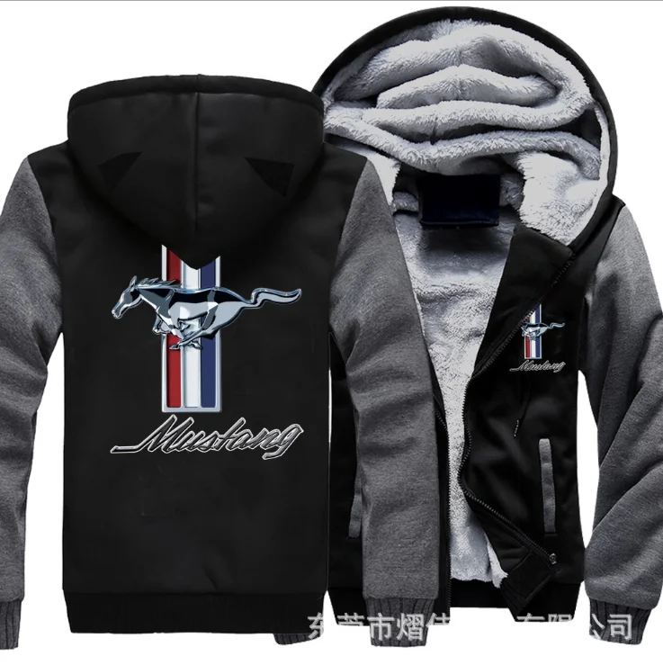 

NEW For MUSTANG Fleece Cotton Coats Liberalism Winter Zipper Print Mens Hoodies Jacket MC Thicken Sweaterwear